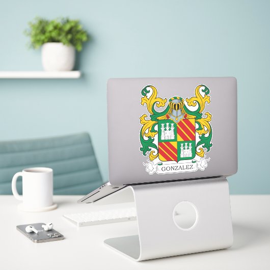Gonzalez Family Crest Sticker (Laptop op bureau)