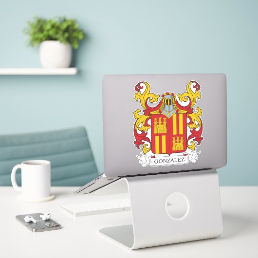 Gonzalez Family Crest Sticker (Laptop op bureau)