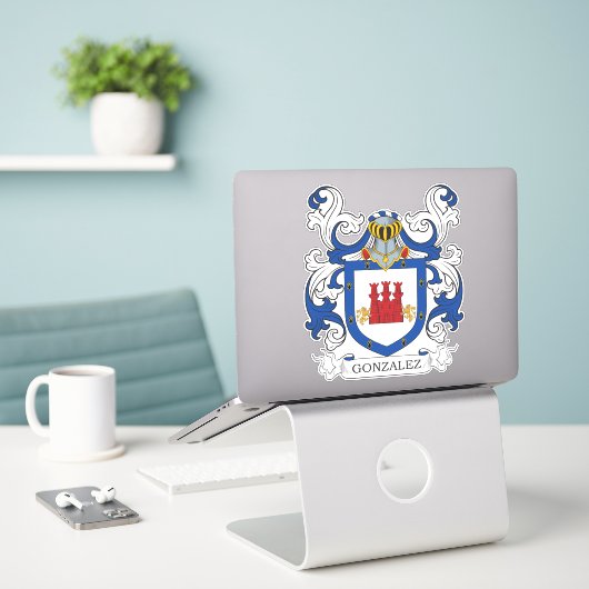Gonzalez Family Crest Sticker (Laptop op bureau)