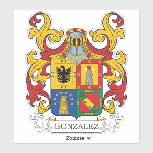 Gonzalez Family Crest Sticker (Vel)