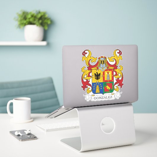 Gonzalez Family Crest Sticker (Laptop op bureau)