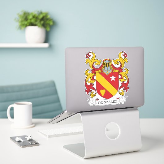 Gonzalez Family Crest Sticker (Laptop op bureau)