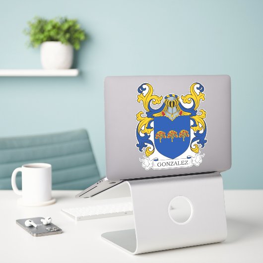 Gonzalez Family Crest Sticker (Laptop op bureau)