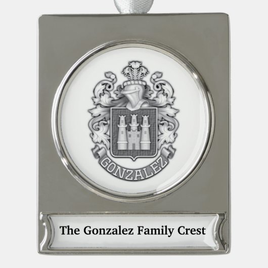 Gonzalez Family Crest  Verzilverd Banner Ornament (Voorkant)