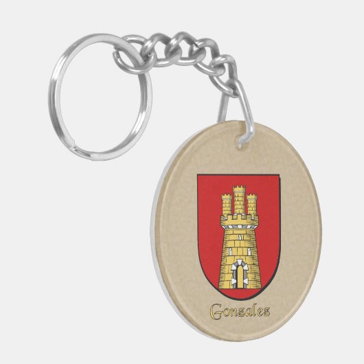 Gonzalez Historisch Schild met de vlag van Spanje Sleutelhanger (Voorkant Links)