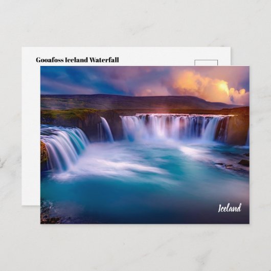 Gooafoss IJsland Waterfall Briefkaart (Voorkant / Achterkant)