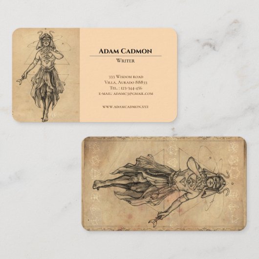 Goochelaar antiek kunstzinnig elegant Visitekaartj Visitekaartje (Voorkant / Achterkant)