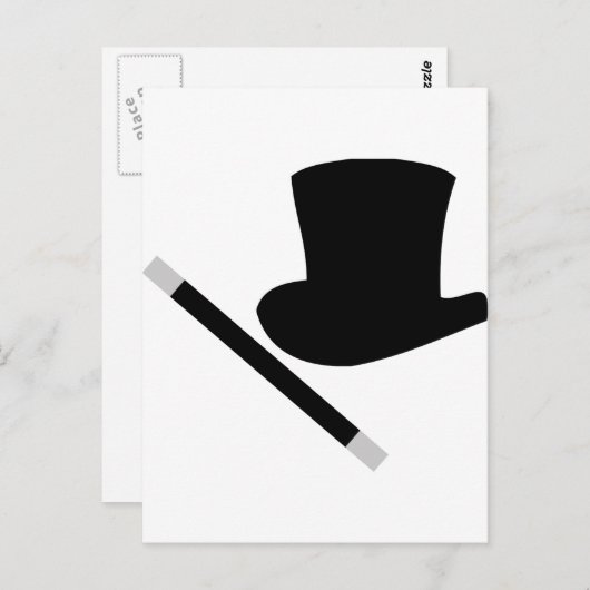 goochelaar bovenhoed en toverstaf briefkaart (Voorkant / Achterkant)