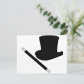 goochelaar bovenhoed en toverstaf briefkaart (Staand voorkant)