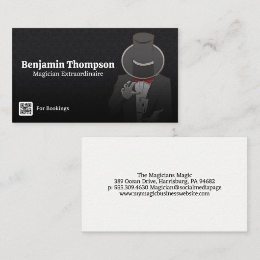 Goochelaar doet een Kaart truc Visitekaartje (Voorkant / Achterkant)