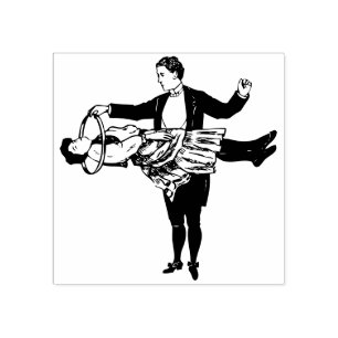 goochelaar en drijvende dame rubberstempel