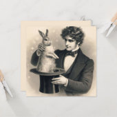 goochelaar en konijn magische truc kaart (Voorkant / Achterkant in situ)