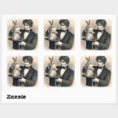 goochelaar en konijn magische truc vierkante sticker (Vel)