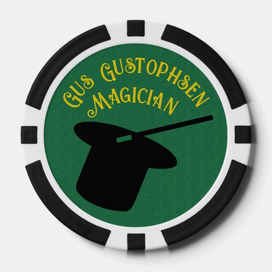 Goochelaar Gepersonaliseerde Top Hoed en Dove Poker Chips (Voorkant)