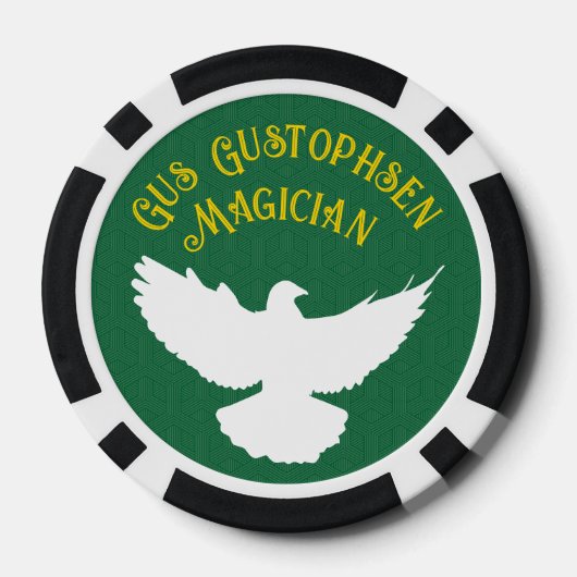 Goochelaar Gepersonaliseerde Top Hoed en Dove Poker Chips (Achterkant)