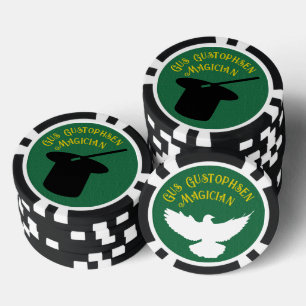 Goochelaar Gepersonaliseerde Top Hoed en Dove Poker Chips