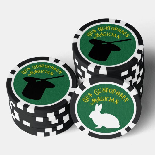 Goochelaar Gepersonaliseerde Top Hoed en Konijn Poker Chips (Opstapeling)