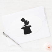 Goochelaar konijn top hoed ovale sticker (Envelop)