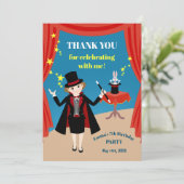 goochelaar meisje Show verjaardagsfeestje Bedankkaart (Staand voorkant)