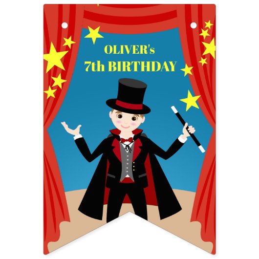 goochelaar meisje Show verjaardagsfeestje Vlaggetjes (Eerste vlag)