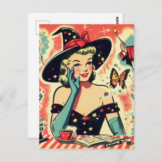  goochelaar Pin Up Briefkaart (Voorkant / Achterkant)