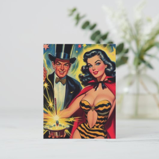  goochelaar Pin Up Briefkaart (Staand voorkant)