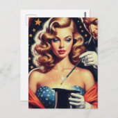 Goochelaar Pin Up Briefkaart (Voorkant / Achterkant)