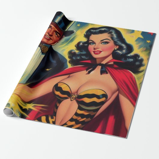 goochelaar Pin Up Cadeaupapier (Uitgerold)