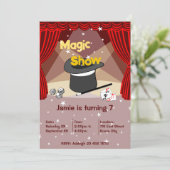 Goochelaar Show Kinder 7e Verjaardagsfeestuitnodig (Staand voorkant)