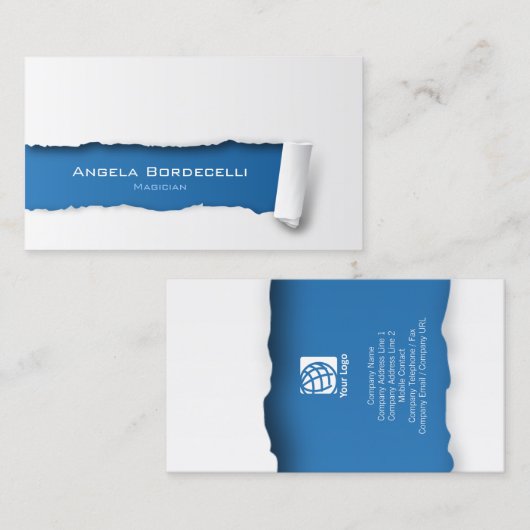 Goochelaar Visitekaartje gescheurd papier (Voorkant / Achterkant)