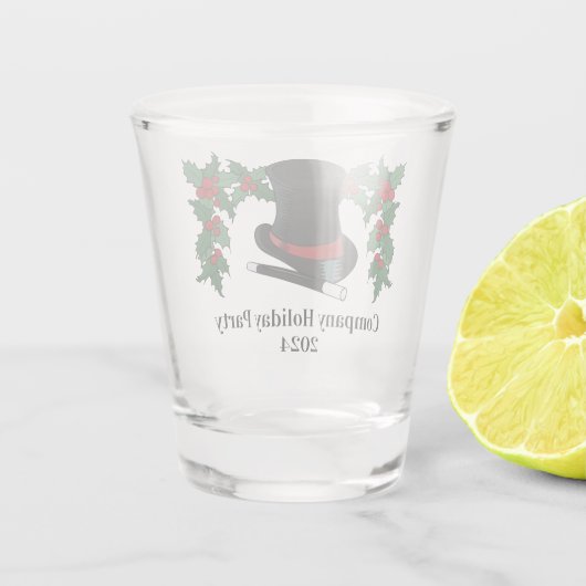 Goochelaars Pet en toverstaf met Holly Shot Glas (Achterkant)
