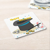 Goochelaar's Pet Happy Birthday Kinder Party Kartonnen Onderzetters (Schuin)