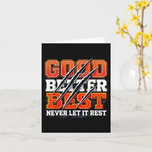 Good Better Never Let It Rest Motivation Bear Kaart (Gele Bloem)