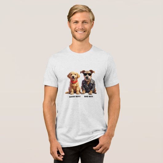 Good Boy, Bad Boy (Dogs) Tri-Blend Shirt (Voorkant volledig)
