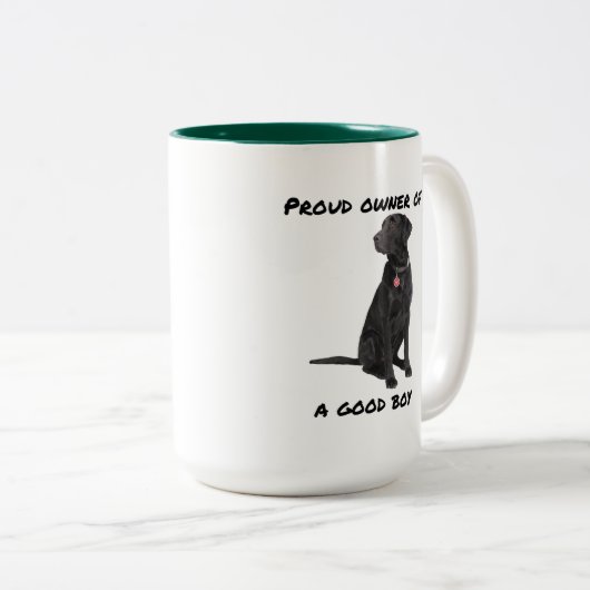 Good Boy Black Lab Tweekleurige Koffiemok (Voorkant rechts)
