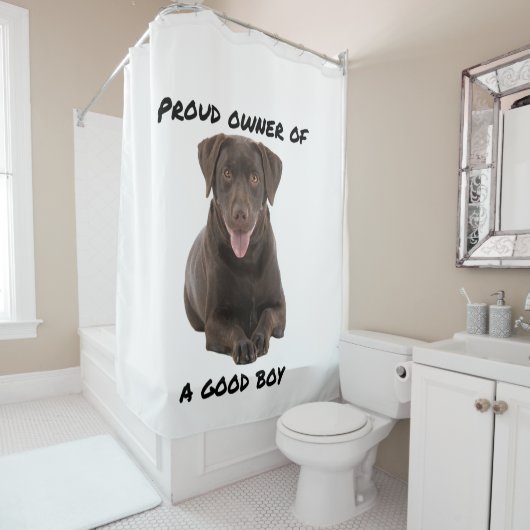 Good Boy Chocolate Lab Douchegordijn (In situ)