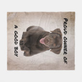Good Boy Chocolate Lab Fleece Deken (Voorkant (Horizontaal))