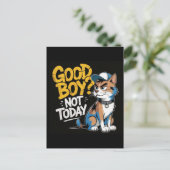 Good Boy Not Today Funny Cat Illustration Feestdagenkaart (Staand voorkant)