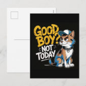 Good Boy Not Today Funny Cat Illustration Feestdagenkaart (Voorkant / Achterkant)