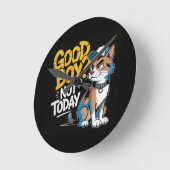 Good Boy Not Today Funny Cat Illustration Ronde Klok (Hoek)