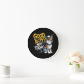 Good Boy Not Today Funny Cat Illustration Ronde Klok (Huis)