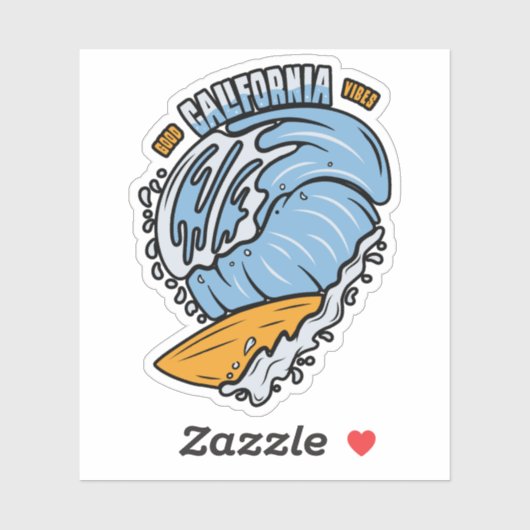 Good California Vibes Surfing | Afgesneden Sticker (Vel)