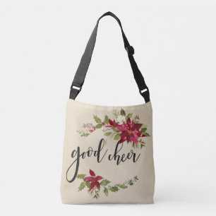 Good Cheer Poinsettias Flower Décor Crossbody Tas