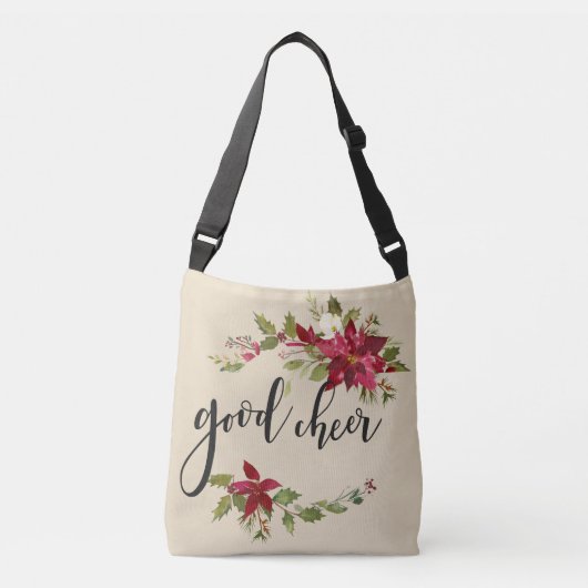Good Cheer Poinsettias Flower Décor Crossbody Tas (Voorkant)