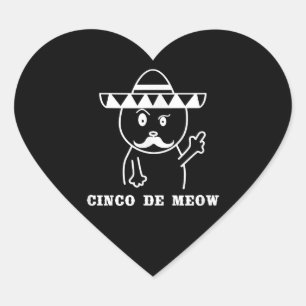 Good Cinco De Meow Cat Boys Happy Cinco De Mayo Hart Sticker