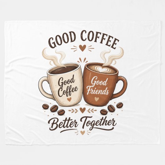 Good Coffee Good Friends mit zwei Kaffeetassen Fleece Deken (Voorkant (Horizontaal))