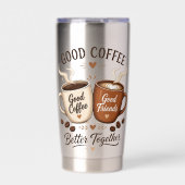Good Coffee Good Friends mit zwei Kaffeetassen Geïsoleerde Drinkbeker (Voorkant)
