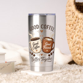 Good Coffee Good Friends mit zwei Kaffeetassen Geïsoleerde Drinkbeker