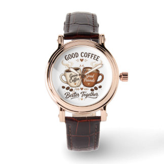 Good Coffee Good Friends mit zwei Kaffeetassen Horloge