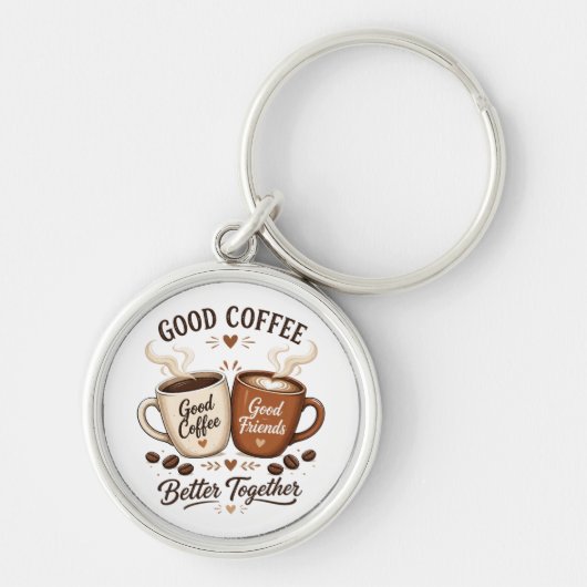 Good Coffee Good Friends mit zwei Kaffeetassen Sleutelhanger (Voorkant)